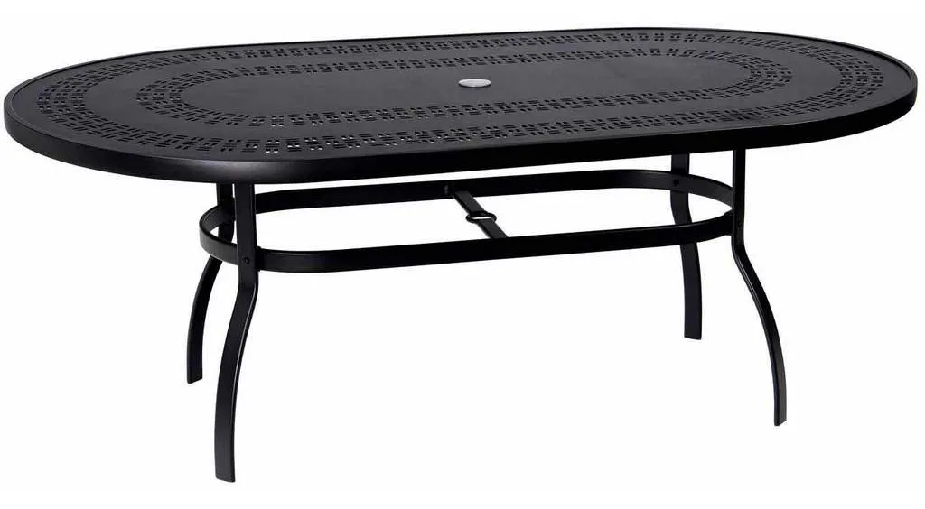Woodard 820174A Deluxe 42 inch x 74 inch Oval Umbrella Table with Trellis Top Woodard 820174A Deluxe 42 inch x 74 inch Oval Umbrella Table with Trellis Top