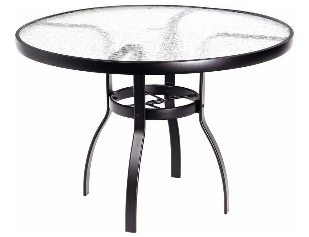 Woodard 822142W White 42 inch Round Umbrella Table Acrylic Top Woodard 822142W White 42 inch Round Umbrella Table Acrylic Top
