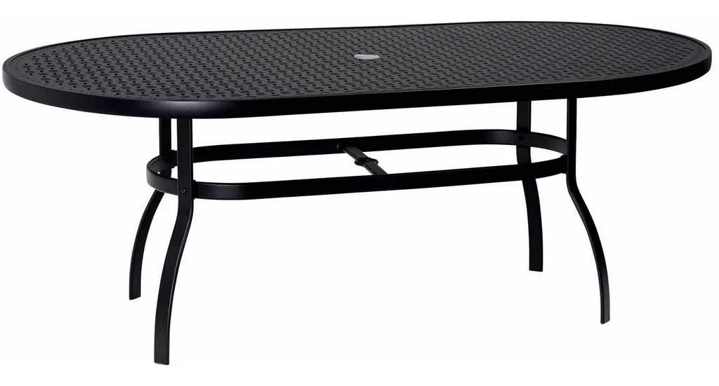 Woodard 826174WL Deluxe 42 inch x 74 inch Oval Umbrella Table with Lattice Top Woodard 826174WL Deluxe 42 inch x 74 inch Oval Umbrella Table with Lattice Top
