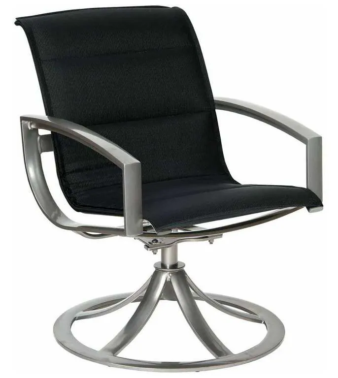 Woodard 320572 Metropolis Padded Sling Swivel Dining Armchair Woodard 320572 Metropolis Padded Sling Swivel Dining Armchair