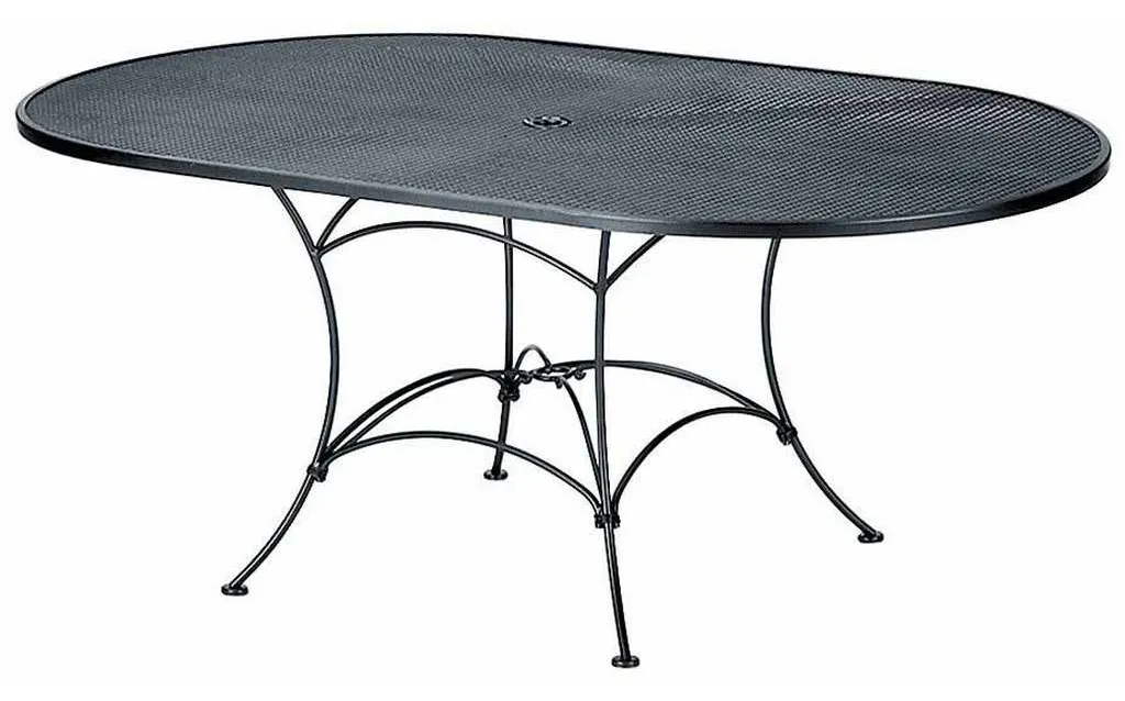 Woodard 190143 Mesh Top Set-Up 42 inch x 72 inch Oval Umbrella Table Woodard 190143 Mesh Top Set-Up 42 inch x 72 inch Oval Umbrella Table