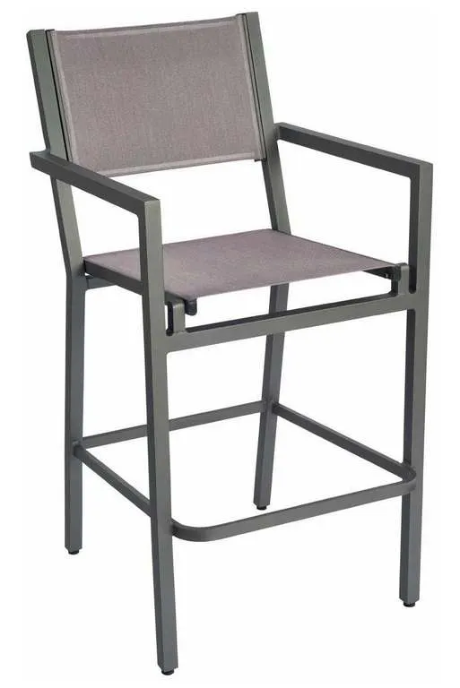 Woodard 570671 Palm Coast Sling Bar Stool with Arms Woodard 570671 Palm Coast Sling Bar Stool with Arms