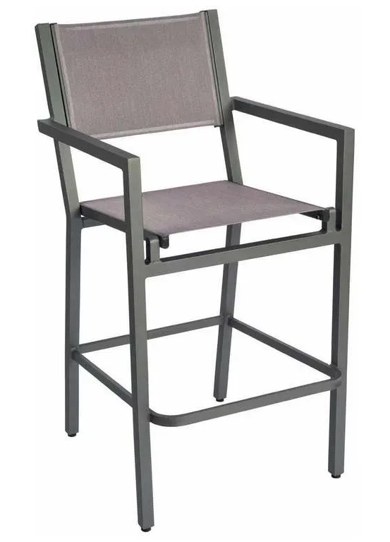 Woodard 570671 Palm Coast Sling Bar Stool with Arms Woodard 570671 Palm Coast Sling Bar Stool with Arms