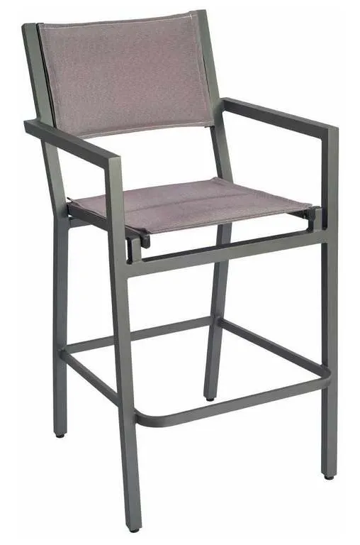 Woodard 570871 Palm Coast Padded Sling Bar Stool with Arms Woodard 570871 Palm Coast Padded Sling Bar Stool with Arms