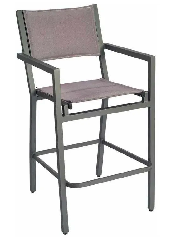 Woodard 570871 Palm Coast Padded Sling Bar Stool with Arms Woodard 570871 Palm Coast Padded Sling Bar Stool with Arms