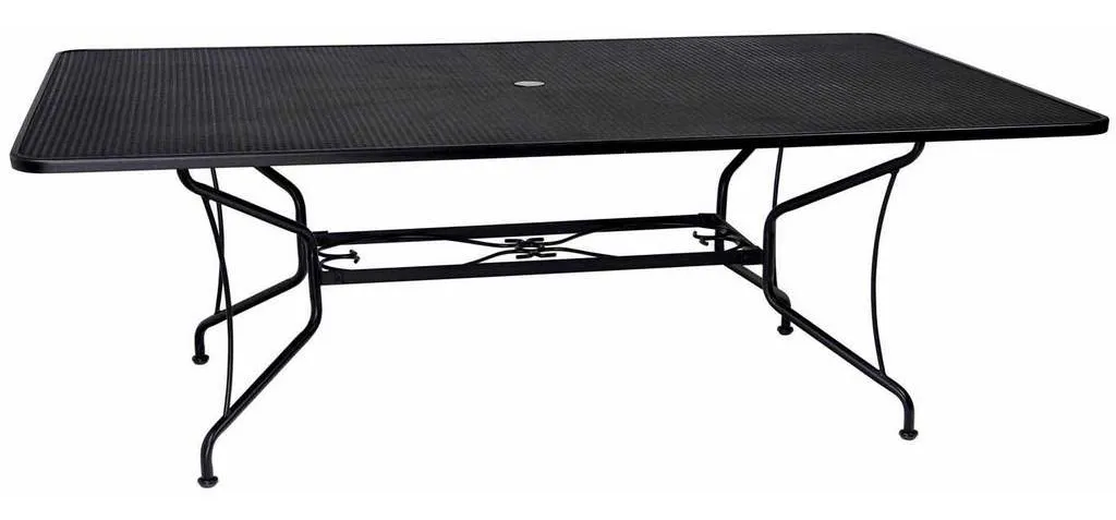 Woodard 190284 Premium Mesh RTA 60 inch x 84 inch Rectangular Umbrella Table Woodard 190284 Premium Mesh RTA 60 inch x 84 inch Rectangular Umbrella Table