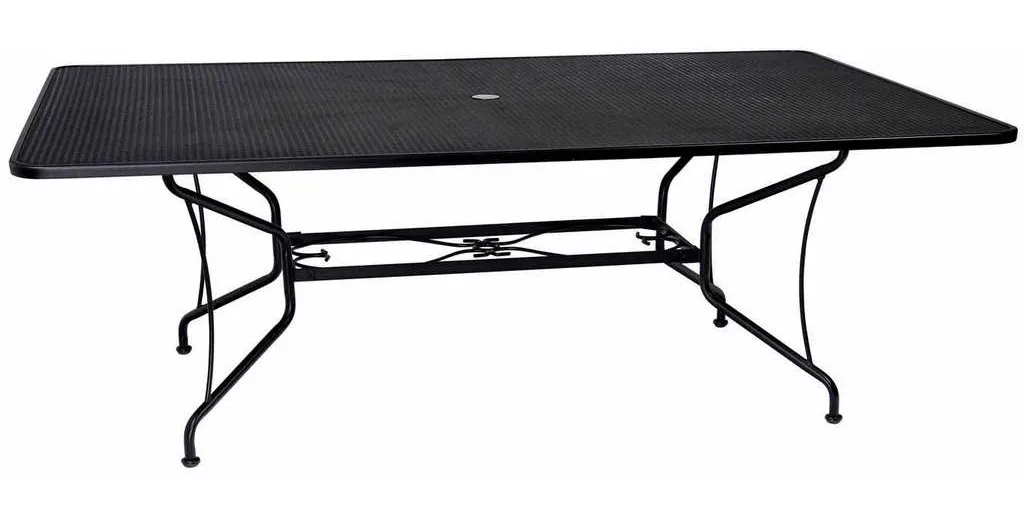 Woodard 190284 Premium Mesh RTA 60 inch x 84 inch Rectangular Umbrella Table Woodard 190284 Premium Mesh RTA 60 inch x 84 inch Rectangular Umbrella Table