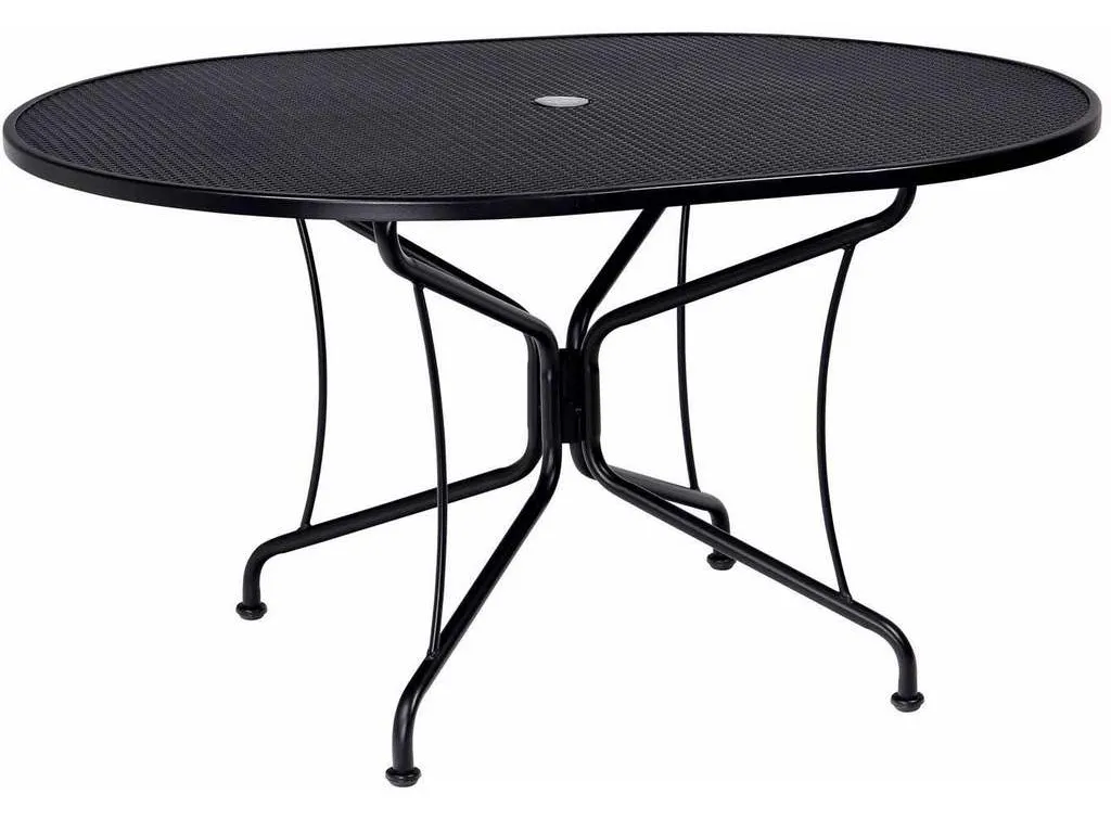 Woodard 190303 Premium Mesh RTA 42 inch x 54 inch Oval Umbrella Table Woodard 190303 Premium Mesh RTA 42 inch x 54 inch Oval Umbrella Table