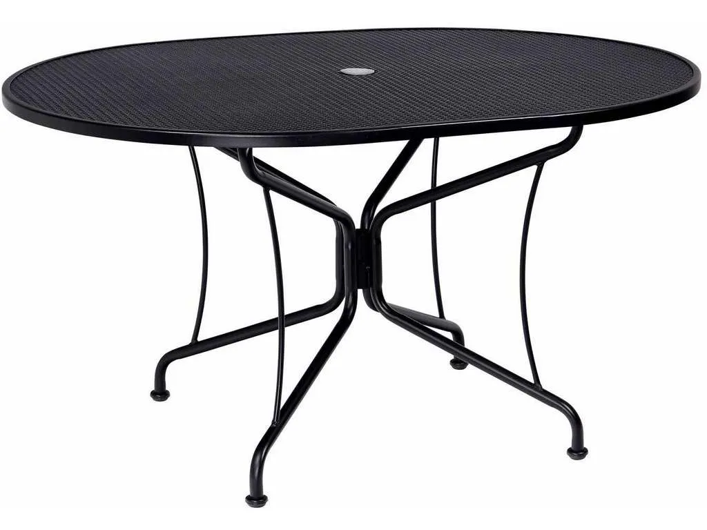 Woodard 190303 Premium Mesh RTA 42 inch x 54 inch Oval Umbrella Table Woodard 190303 Premium Mesh RTA 42 inch x 54 inch Oval Umbrella Table