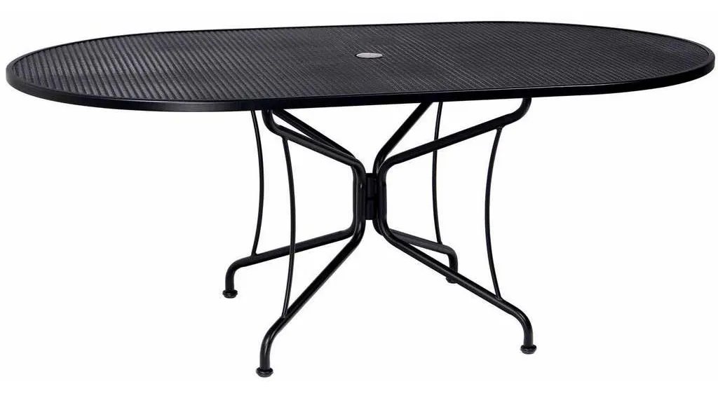 Woodard 190306 Premium Mesh Top RTA 42 inch x 72 inch Oval Umbrella Table 8 Spoke Woodard 190306 Premium Mesh Top RTA 42 inch x 72 inch Oval Umbrella Table 8 Spoke