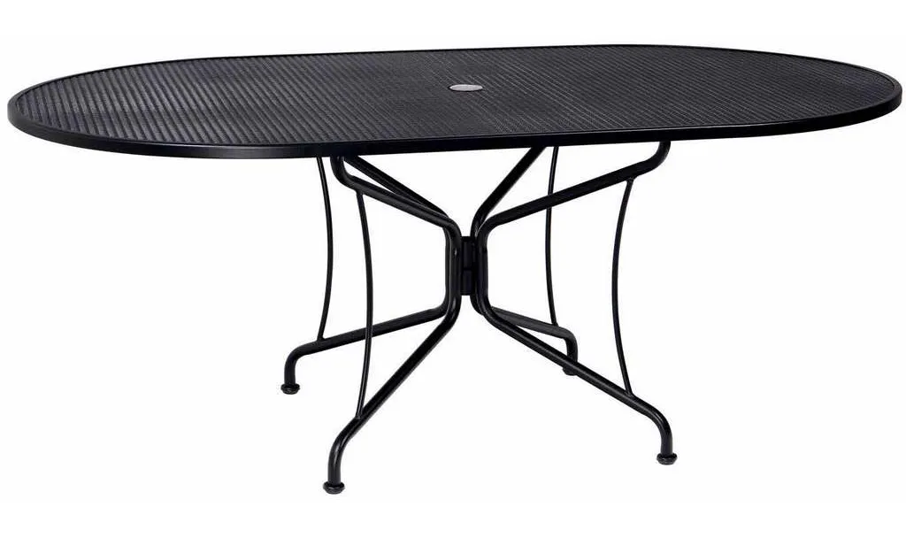 Woodard 190306 Premium Mesh Top RTA 42 inch x 72 inch Oval Umbrella Table 8 Spoke Woodard 190306 Premium Mesh Top RTA 42 inch x 72 inch Oval Umbrella Table 8 Spoke