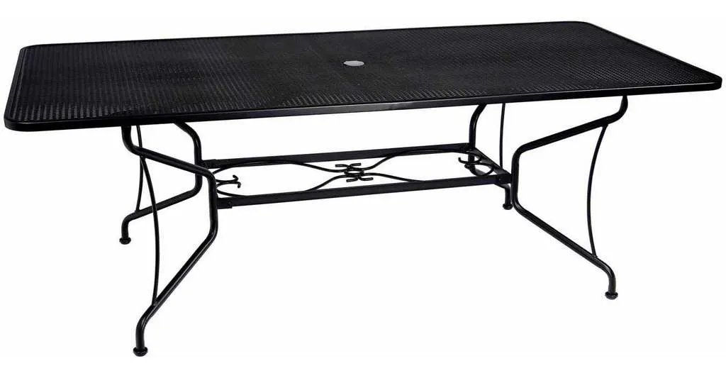 Woodard 190309 Premium Mesh Top RTA 42 inch x 84 inch Rectangular Umbrella Table 8 Spoke Woodard 190309 Premium Mesh Top RTA 42 inch x 84 inch Rectangular Umbrella Table 8 Spoke