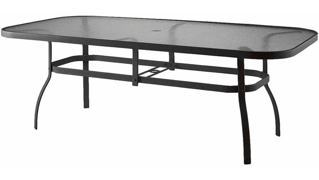 Woodard 826290W Tables Accessories and Bases Deluxe 44 inch x 90 inch Rectangular Umbrella Table Woodard 826290W Tables Accessories and Bases Deluxe 44 inch x 90 inch Rectangular Umbrella Table