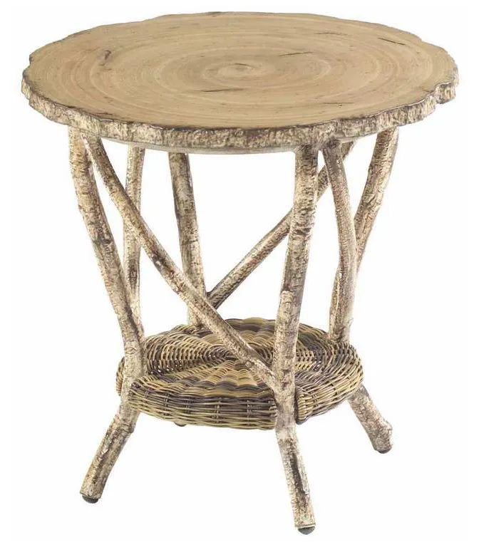 Woodard S545203 River Run End Table with Faux Birch Top Woodard S545203 River Run End Table with Faux Birch Top