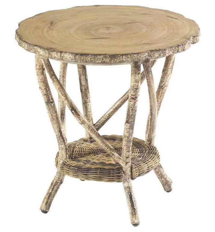 Woodard S545203 River Run End Table with Faux Birch Top Woodard S545203 River Run End Table with Faux Birch Top