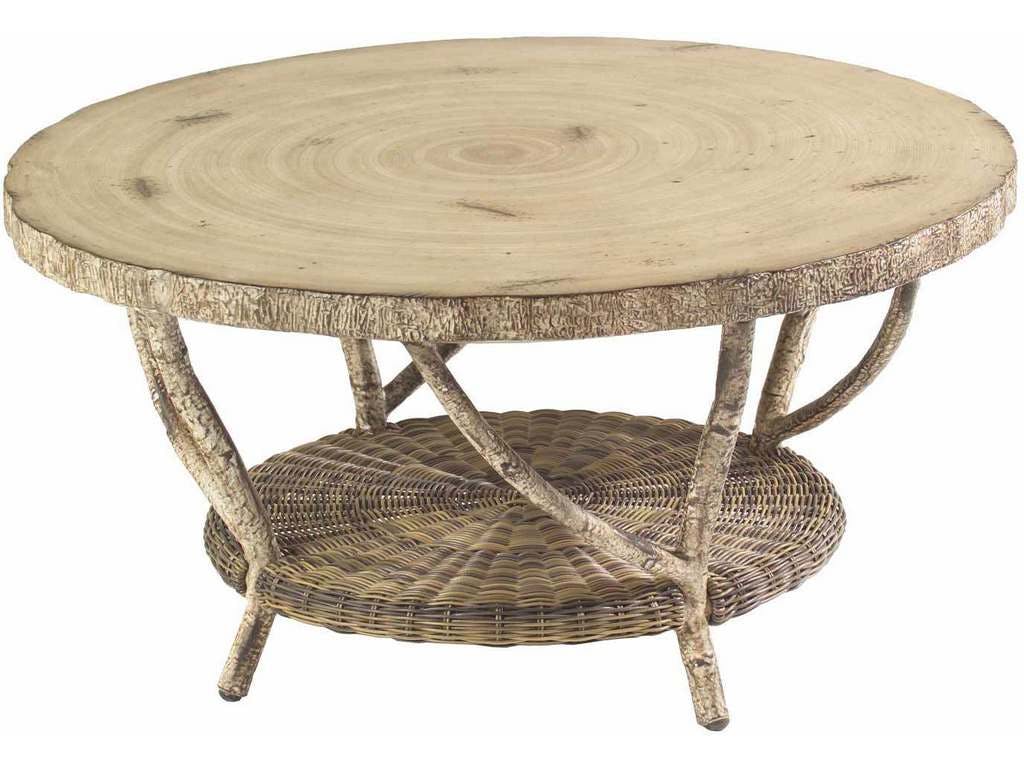 Woodard S545211 River Run Coffee Table with Faux Birch Top
