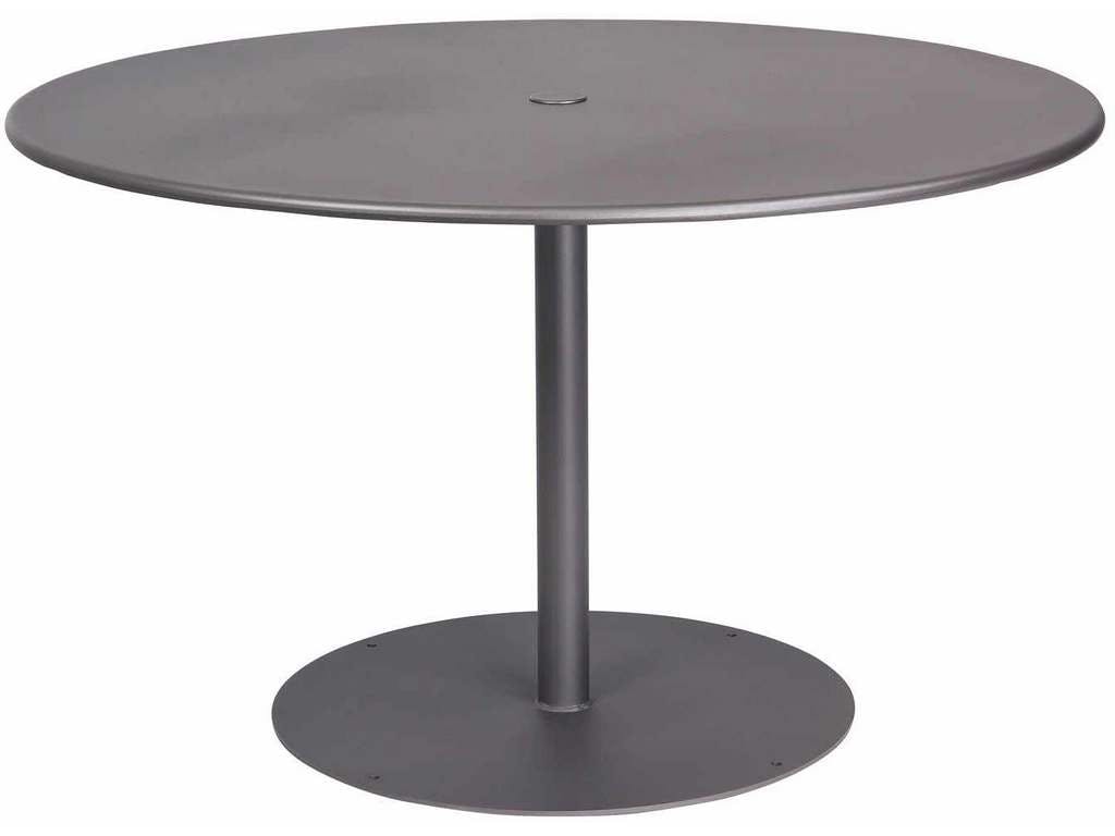 Woodard 13L3RU48 Solid Iron 48 inch Round ADA Umbrella Table with Pedestal Base Woodard 13L3RU48 Solid Iron 48 inch Round ADA Umbrella Table with Pedestal Base