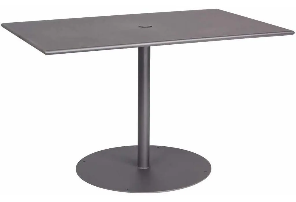 Woodard 13L3TU48 Solid Iron 48 inch x 30 inch Rectangular ADA Umbrella Table with Pedestal Base Woodard 13L3TU48 Solid Iron 48 inch x 30 inch Rectangular ADA Umbrella Table with Pedestal Base