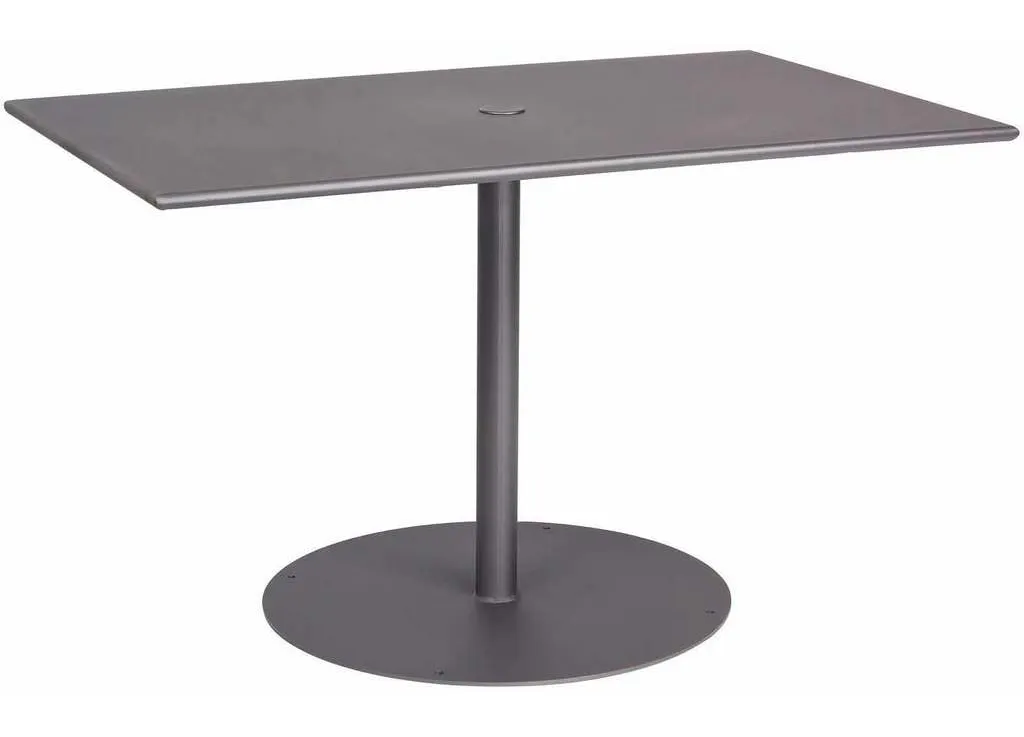 Woodard 13L3TU48 Solid Iron 48 inch x 30 inch Rectangular ADA Umbrella Table with Pedestal Base Woodard 13L3TU48 Solid Iron 48 inch x 30 inch Rectangular ADA Umbrella Table with Pedestal Base