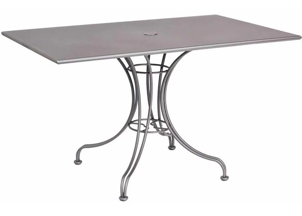 Woodard 13L4TU48 Solid Iron 48 inch x 30 inch Rectangular Umbrella Table with Universal Base Woodard 13L4TU48 Solid Iron 48 inch x 30 inch Rectangular Umbrella Table with Universal Base