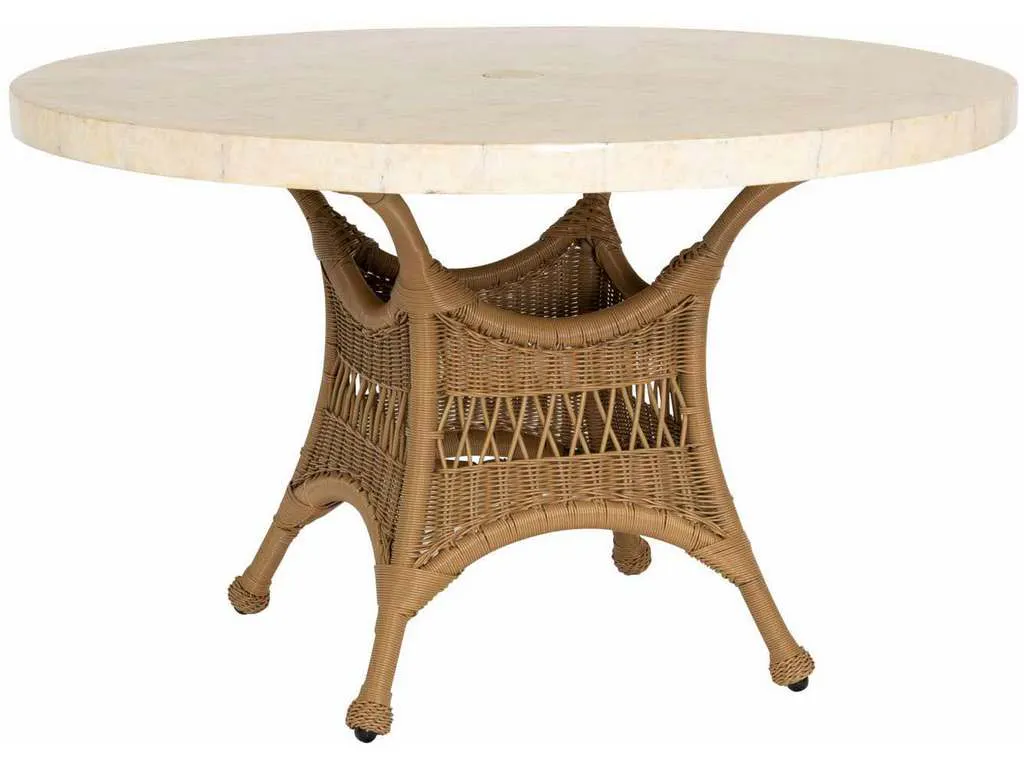 Woodard S596604 Sommerwind 48 inch Round Stone Top Umbrella Table Woodard S596604 Sommerwind 48 inch Round Stone Top Umbrella Table