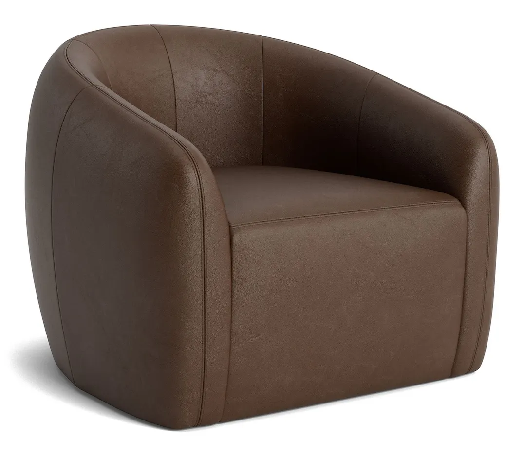 Bassett Furniture 1332-05L Garner Leather Barrel Swivel Chair Bassett Furniture 1332-05L Garner Leather Barrel Swivel Chair