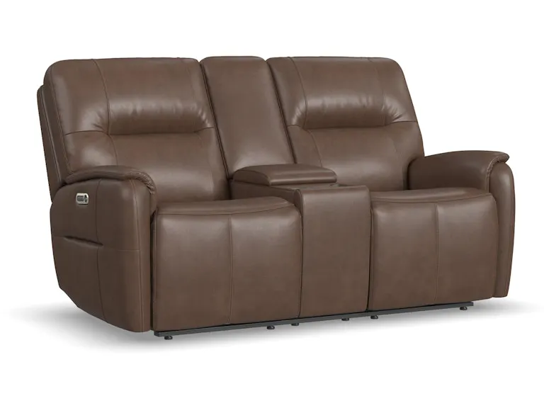 Flexsteel Furniture 1745-64PH Wilson Power Reclining Loveseat with Console and Power Headrests