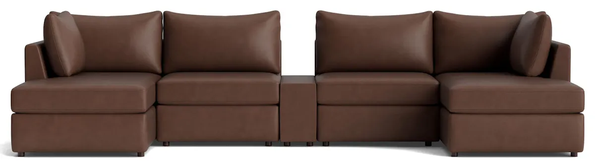 Bassett Furniture 2676-CDCSECTL Beckham Leather Modular Chaise Sectional Sofa Bassett Furniture 2676-CDCSECTL Beckham Leather Modular Chaise Sectional Sofa