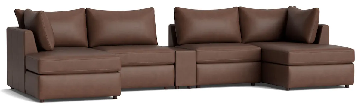 Bassett Furniture 2676-CDCSECTL Beckham Leather Modular Chaise Sectional Sofa Bassett Furniture 2676-CDCSECTL Beckham Leather Modular Chaise Sectional Sofa