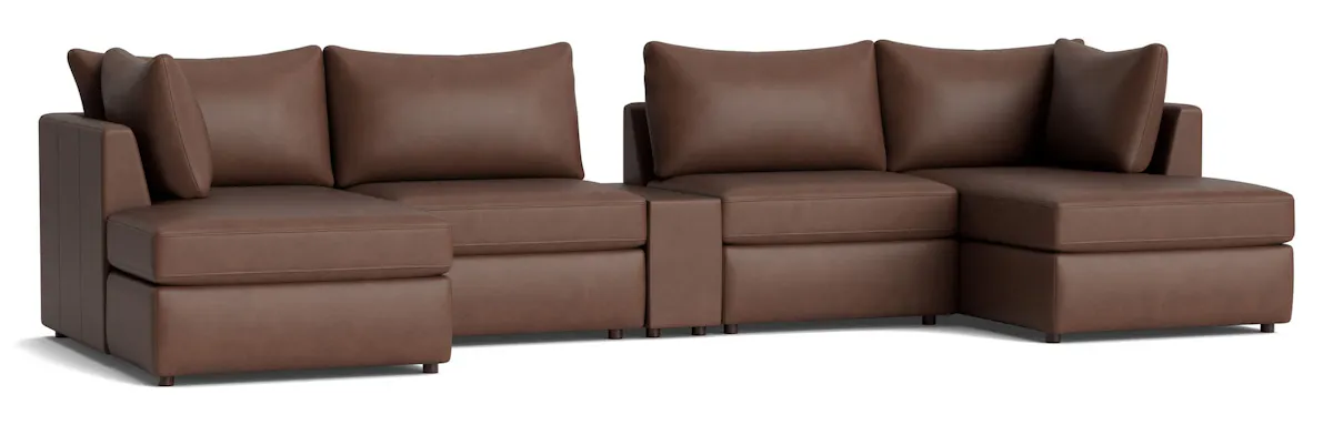 Bassett Furniture 2676-CDCSECTL Beckham Leather Modular Chaise Sectional Sofa Bassett Furniture 2676-CDCSECTL Beckham Leather Modular Chaise Sectional Sofa