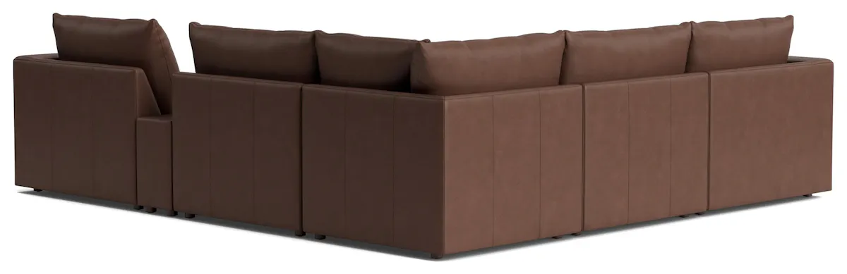 Bassett Furniture 2676-WLSECTL Beckham Track Arm Leather Modular Sectional with Console Bassett Furniture 2676-WLSECTL Beckham Track Arm Leather Modular Sectional with Console