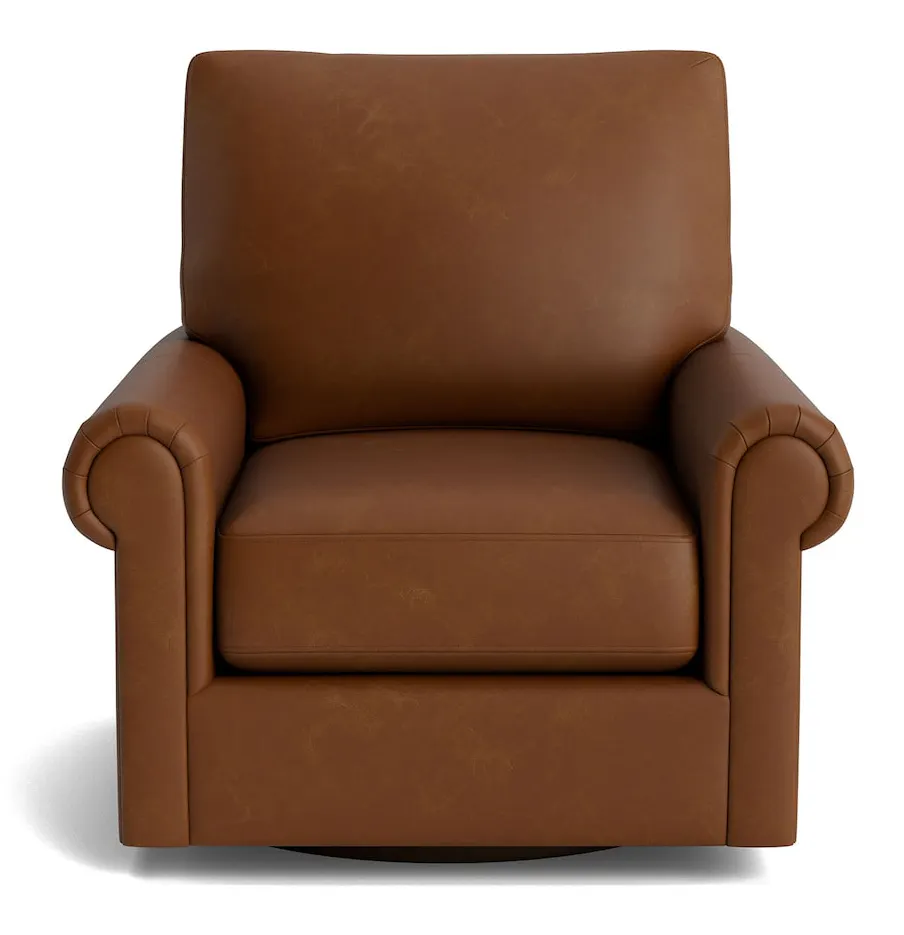 Bassett Furniture C300-05SFL True Custom Leather Panel Arm Swivel Chair Bassett Furniture C300-05SFL True Custom Leather Panel Arm Swivel Chair