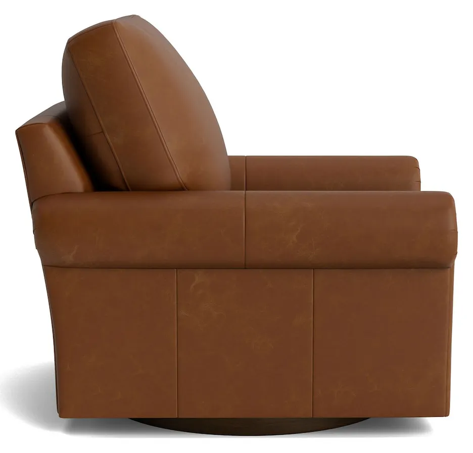 Bassett Furniture C300-05SFL True Custom Leather Panel Arm Swivel Chair Bassett Furniture C300-05SFL True Custom Leather Panel Arm Swivel Chair