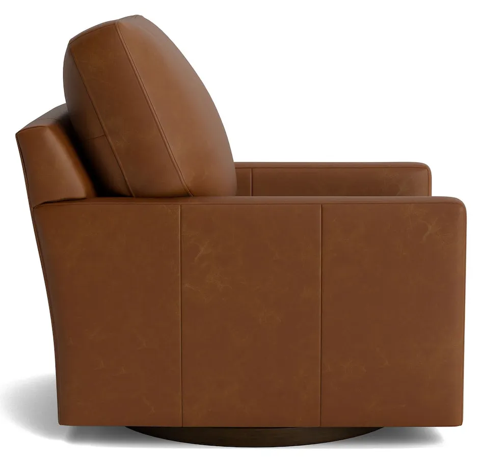Bassett Furniture C500-05SFL True Custom Leather Track Arm Swivel Chair Bassett Furniture C500-05SFL True Custom Leather Track Arm Swivel Chair