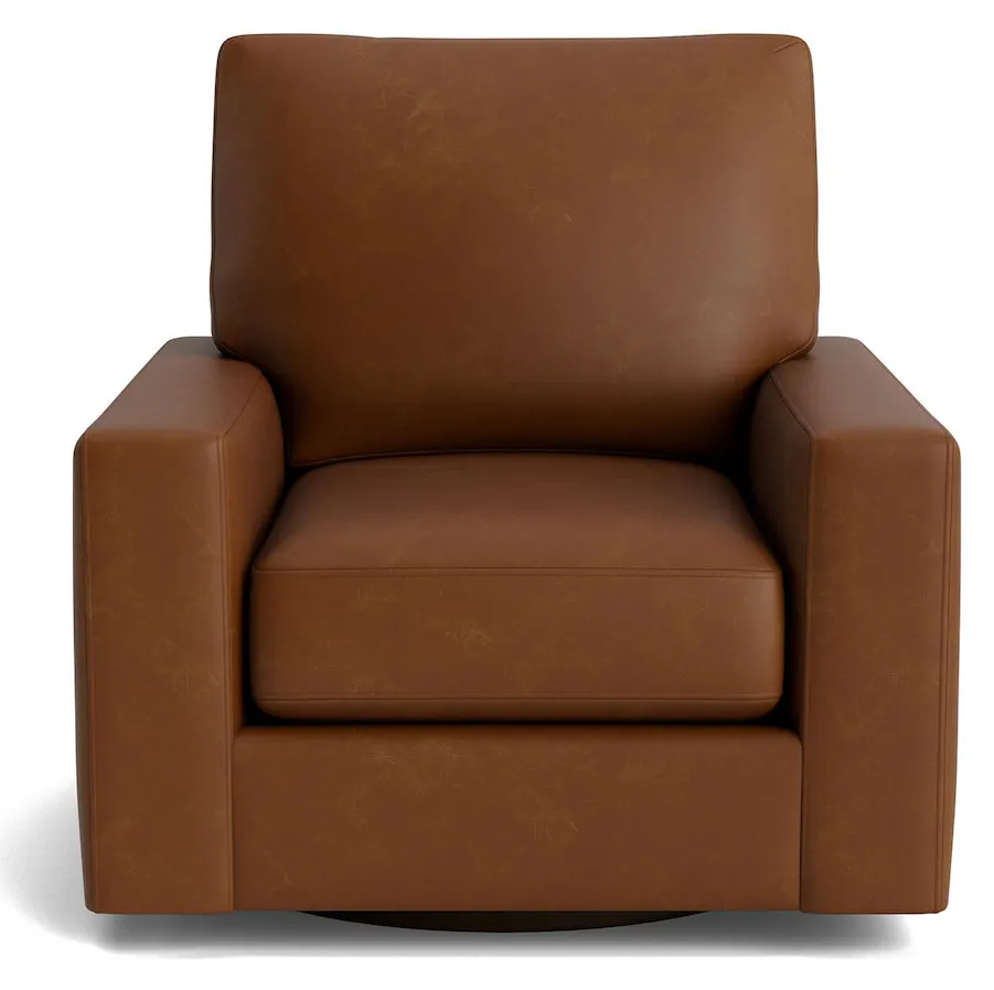 Bassett Furniture C600-05SFL True Custom Leather Large Track Arm Swivel Chair Bassett Furniture C600-05SFL True Custom Leather Large Track Arm Swivel Chair