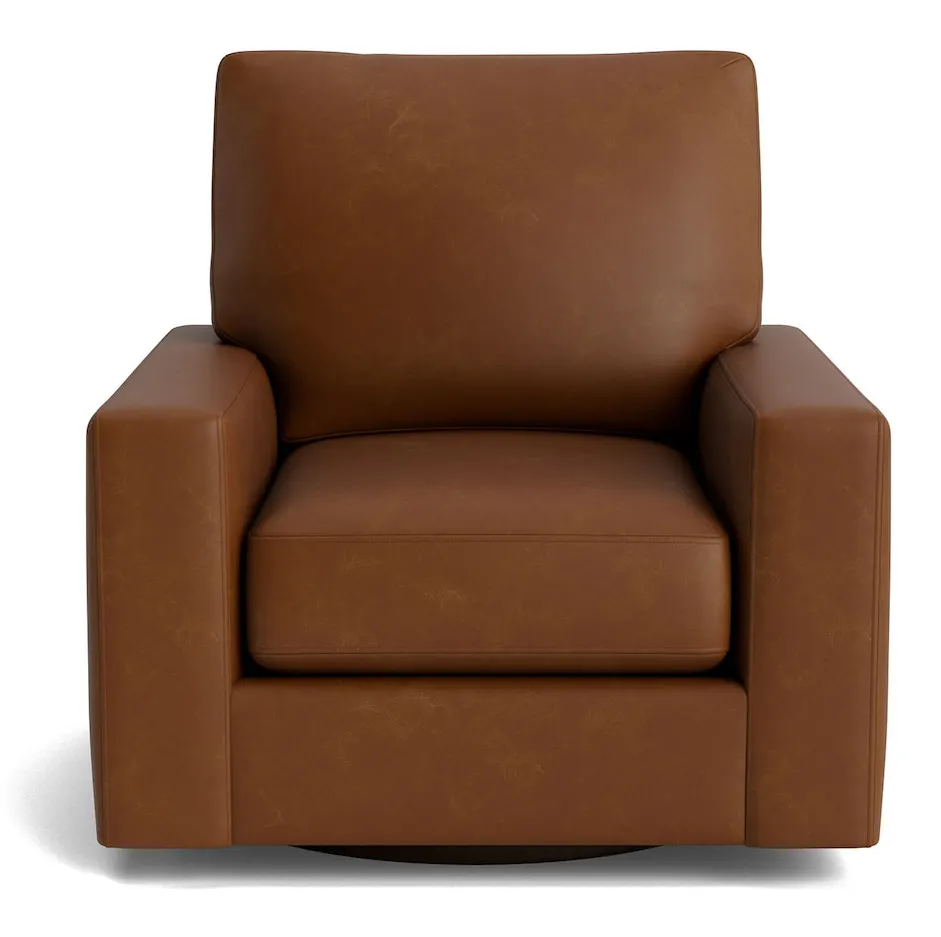 Bassett Furniture C600-05SFL True Custom Leather Large Track Arm Swivel Chair Bassett Furniture C600-05SFL True Custom Leather Large Track Arm Swivel Chair