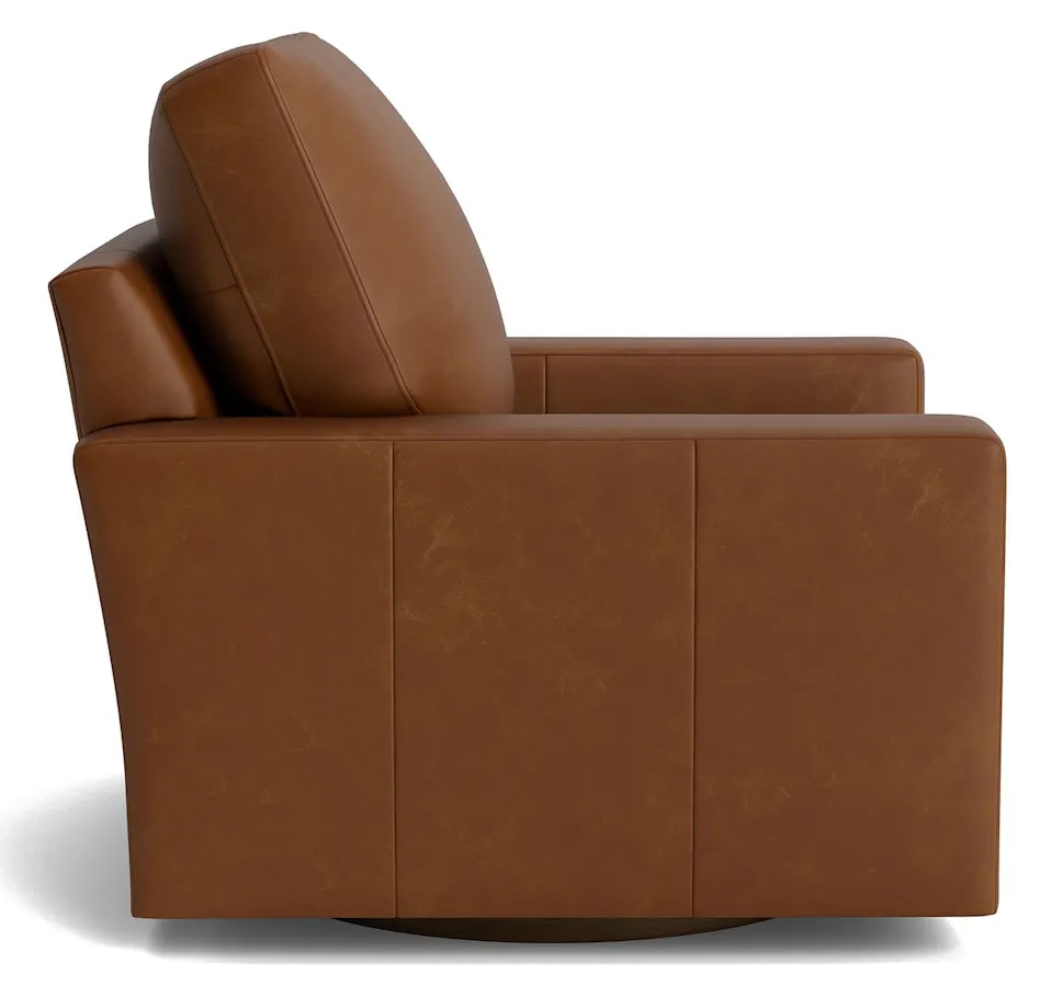 Bassett Furniture C600-05SFL True Custom Leather Large Track Arm Swivel Chair Bassett Furniture C600-05SFL True Custom Leather Large Track Arm Swivel Chair