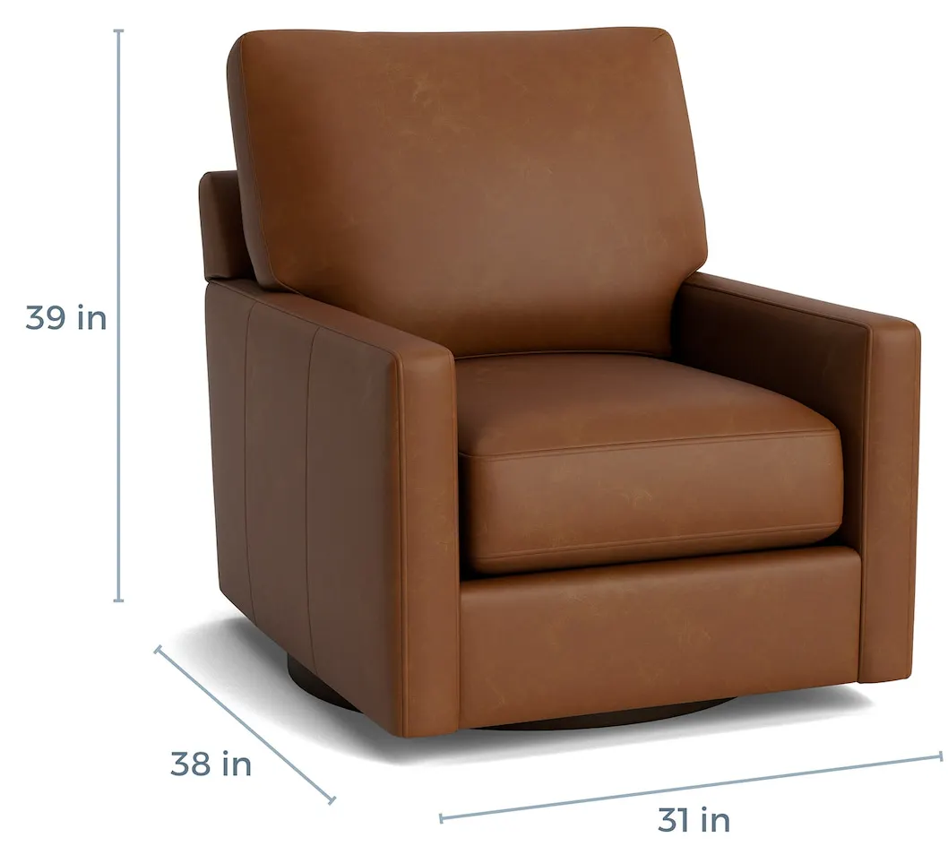 Bassett Furniture C500-05SFL True Custom Leather Track Arm Swivel Chair Bassett Furniture C500-05SFL True Custom Leather Track Arm Swivel Chair