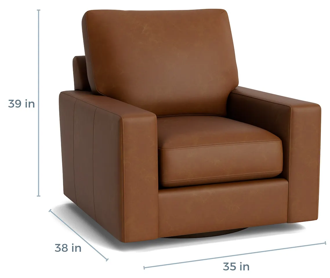 Bassett Furniture C600-05SFL True Custom Leather Large Track Arm Swivel Chair Bassett Furniture C600-05SFL True Custom Leather Large Track Arm Swivel Chair