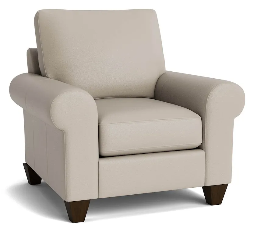 Bassett Furniture C200-12SFL True Custom Leather Large Sock Arm Accent Chair Bassett Furniture C200-12SFL True Custom Leather Large Sock Arm Accent Chair