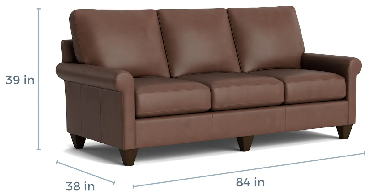 Bassett Furniture C100-72SFL True Custom Leather Sock Arm Sofa Bassett Furniture C100-72SFL True Custom Leather Sock Arm Sofa