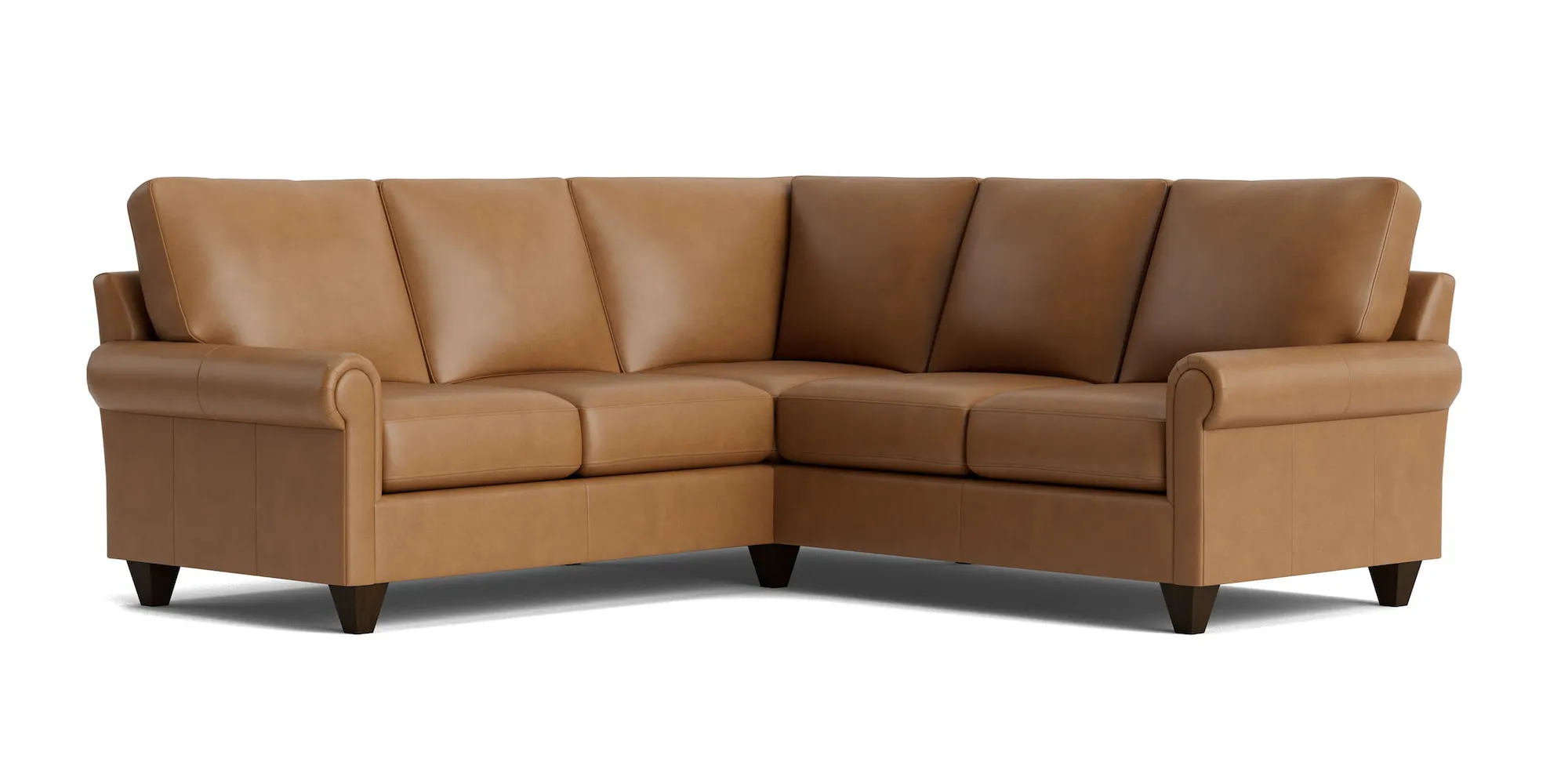 Bassett Furniture C300-L4161SFL True Custom Leather Panel Arm L-Shaped Sectional