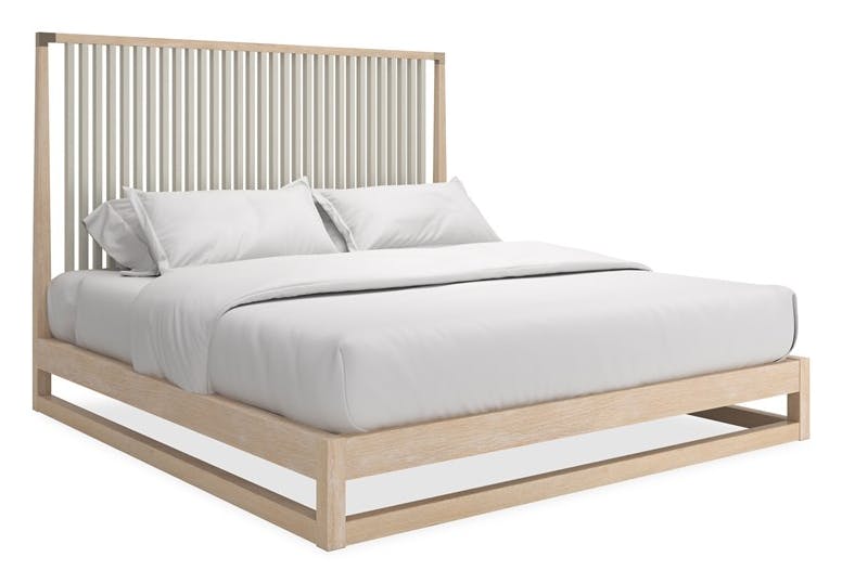 Caracole Furniture CLA-424-126 Pinstripe Slatted King Bed Light Caracole Furniture CLA-424-126 Pinstripe Slatted King Bed Light