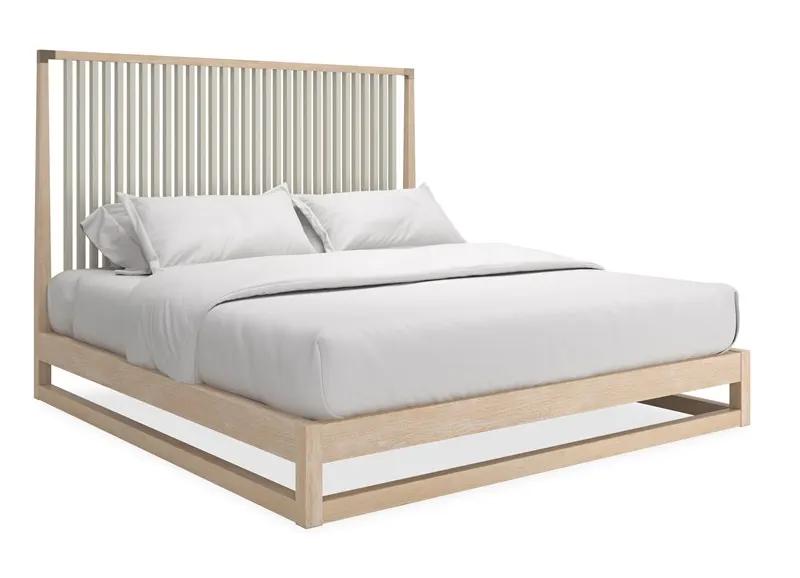 Caracole Furniture CLA-424-126 Pinstripe Slatted King Bed Light Caracole Furniture CLA-424-126 Pinstripe Slatted King Bed Light