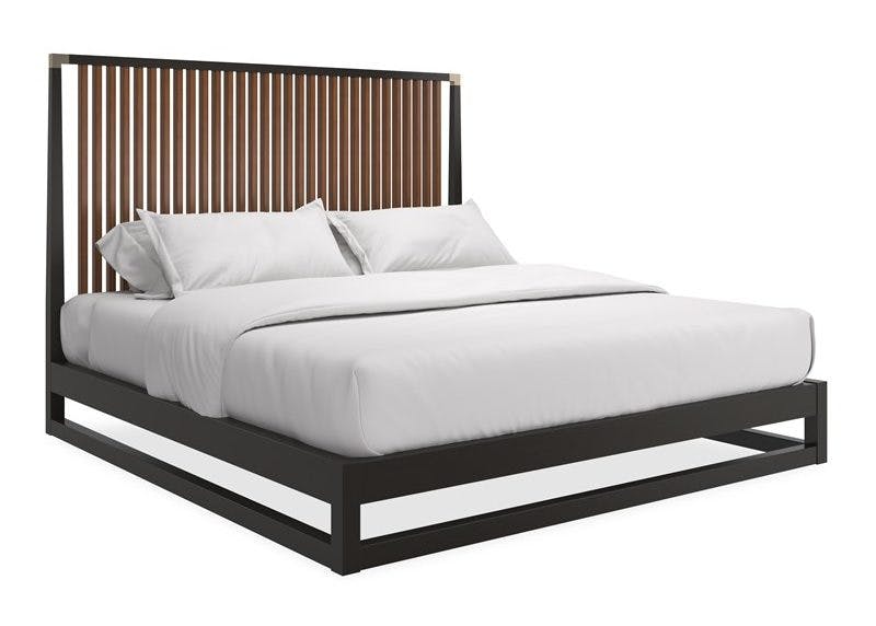 Caracole Furniture CLA-424-127 Pinstripe Slatted King Bed Dark