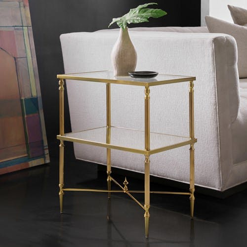 Modern History MH1189F01 Brass Side Table With Stretcher Modern History MH1189F01 Brass Side Table With Stretcher