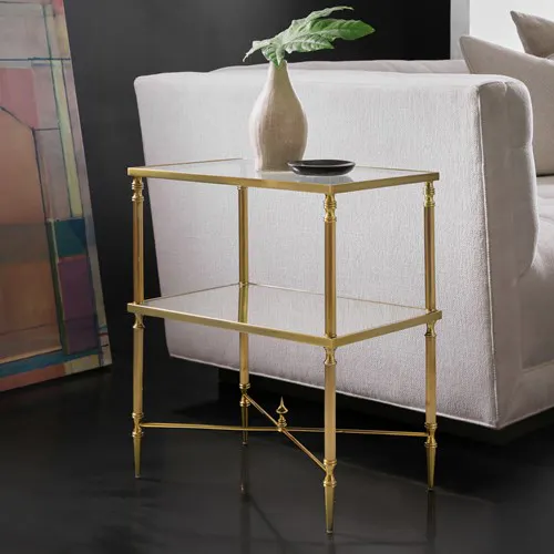 Modern History MH1189F01 Brass Side Table With Stretcher Modern History MH1189F01 Brass Side Table With Stretcher
