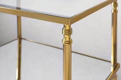 Modern History MH1189F01 Brass Side Table With Stretcher Modern History MH1189F01 Brass Side Table With Stretcher