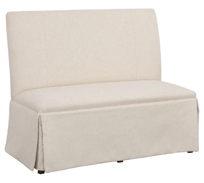 Fairfield Furniture 1271-48-T Straight Back Skirted Armless Banquette 48", with Legs in Tobacco Finish Fairfield Furniture 1271-48-T Straight Back Skirted Armless Banquette 48", with Legs in Tobacco Finish