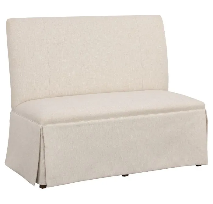 Fairfield Furniture 1271-48-T Straight Back Skirted Armless Banquette 48", with Legs in Tobacco Finish Fairfield Furniture 1271-48-T Straight Back Skirted Armless Banquette 48", with Legs in Tobacco Finish